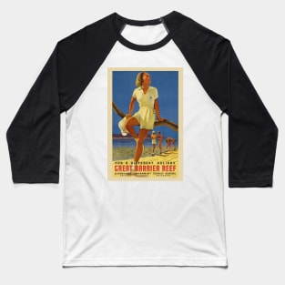 Great Barrier Reef Australia Vintage Poster 1934 Baseball T-Shirt